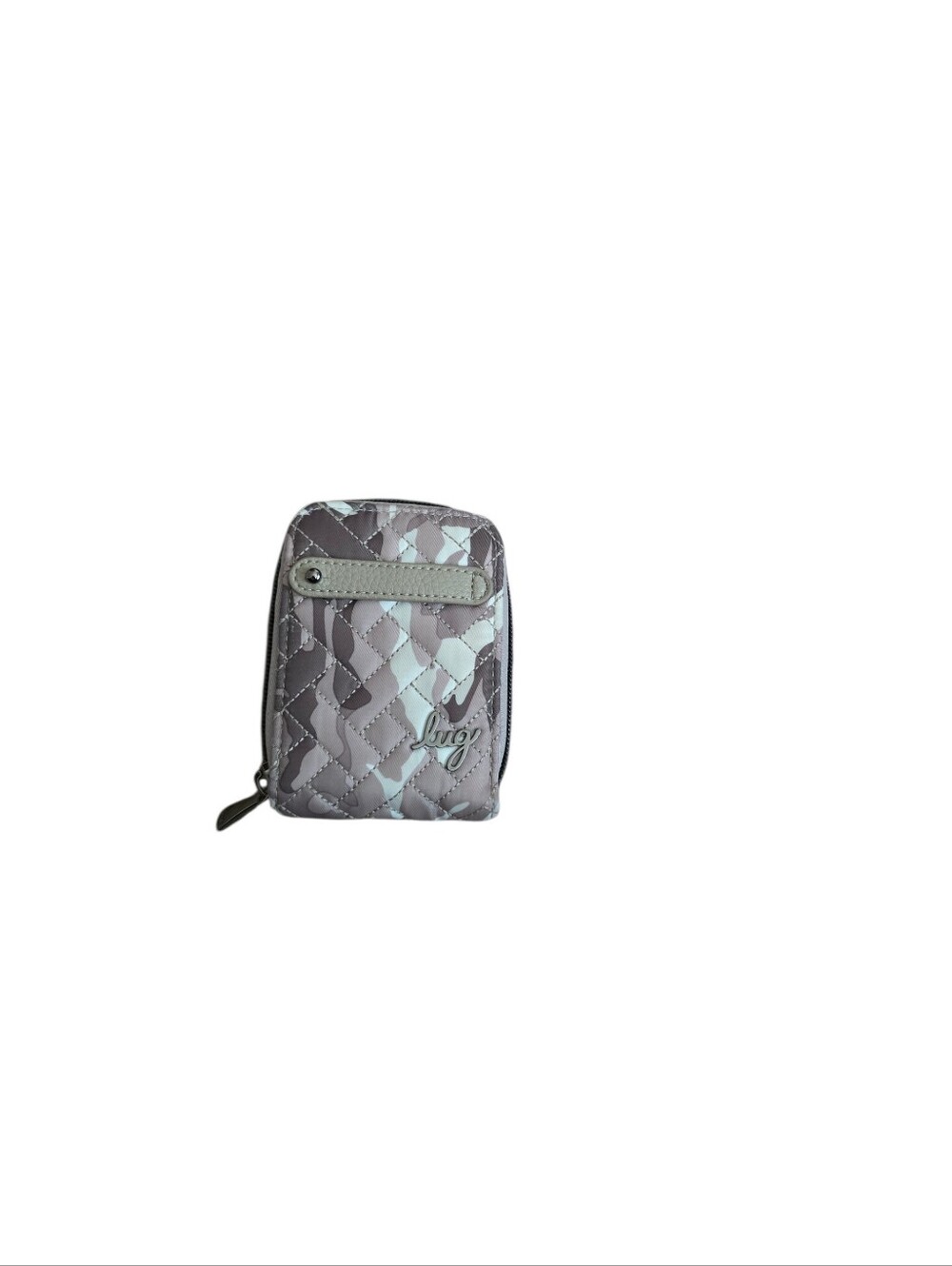 Lug Flurry RFID Women's Wallet, Camo Taupe Polyester, Zipper, 9 Card Slots, ID